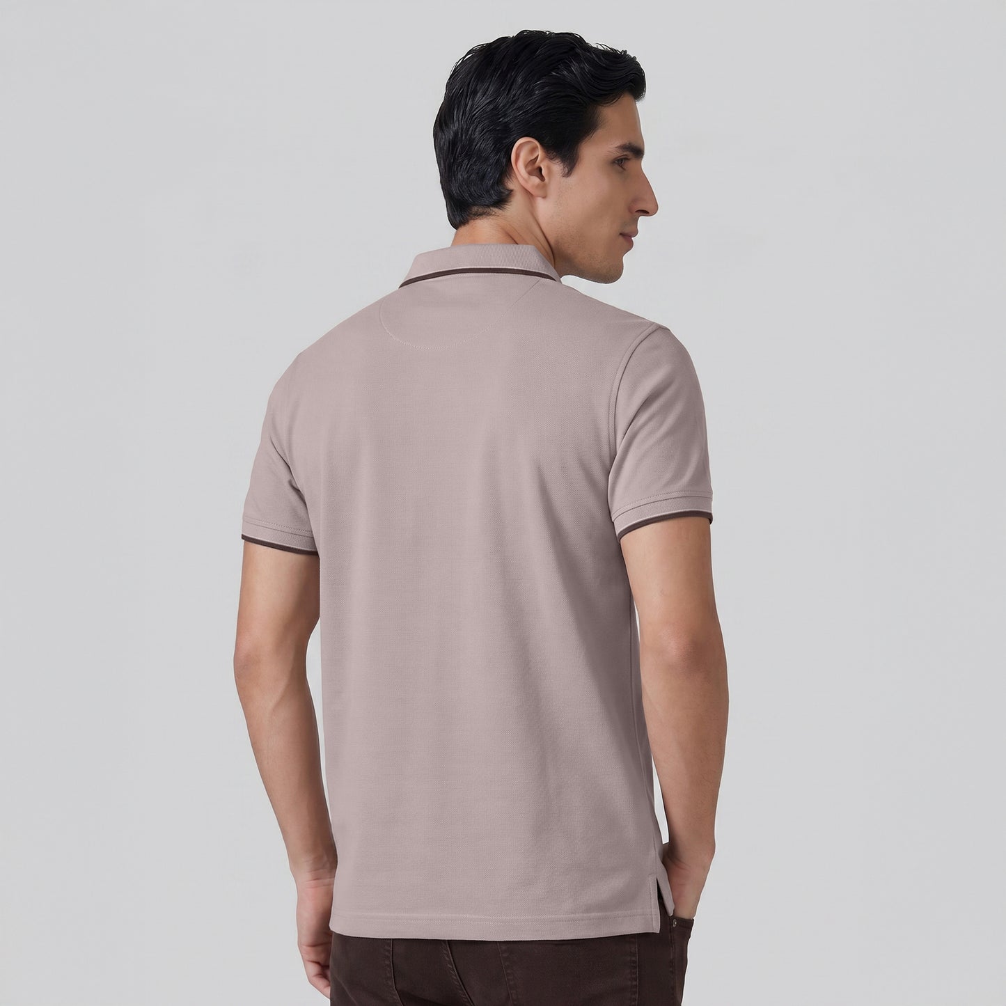 Accent Cotton Polo T-shirt - Blush Grey