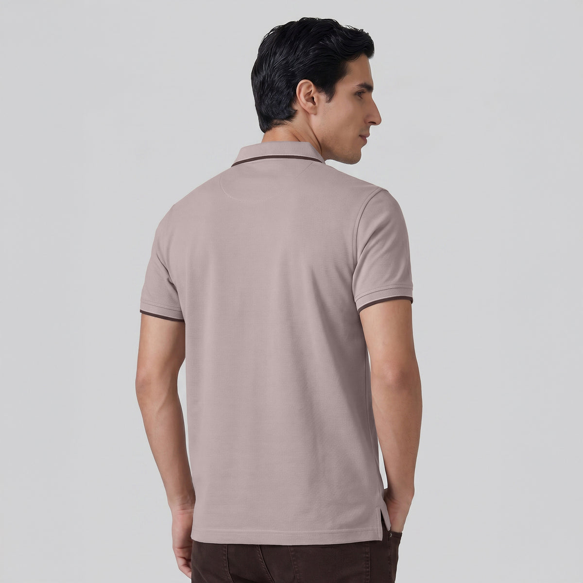 Accent Cotton Polo T-shirt - Blush Grey