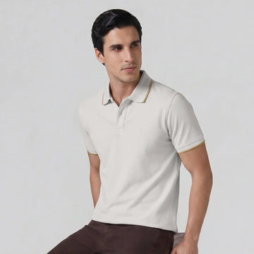 Accent Cotton Polo T-shirt - Pearl White