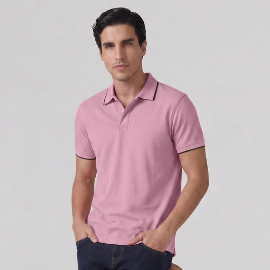 Accent Cotton Polo T-shirt - Blush Pink