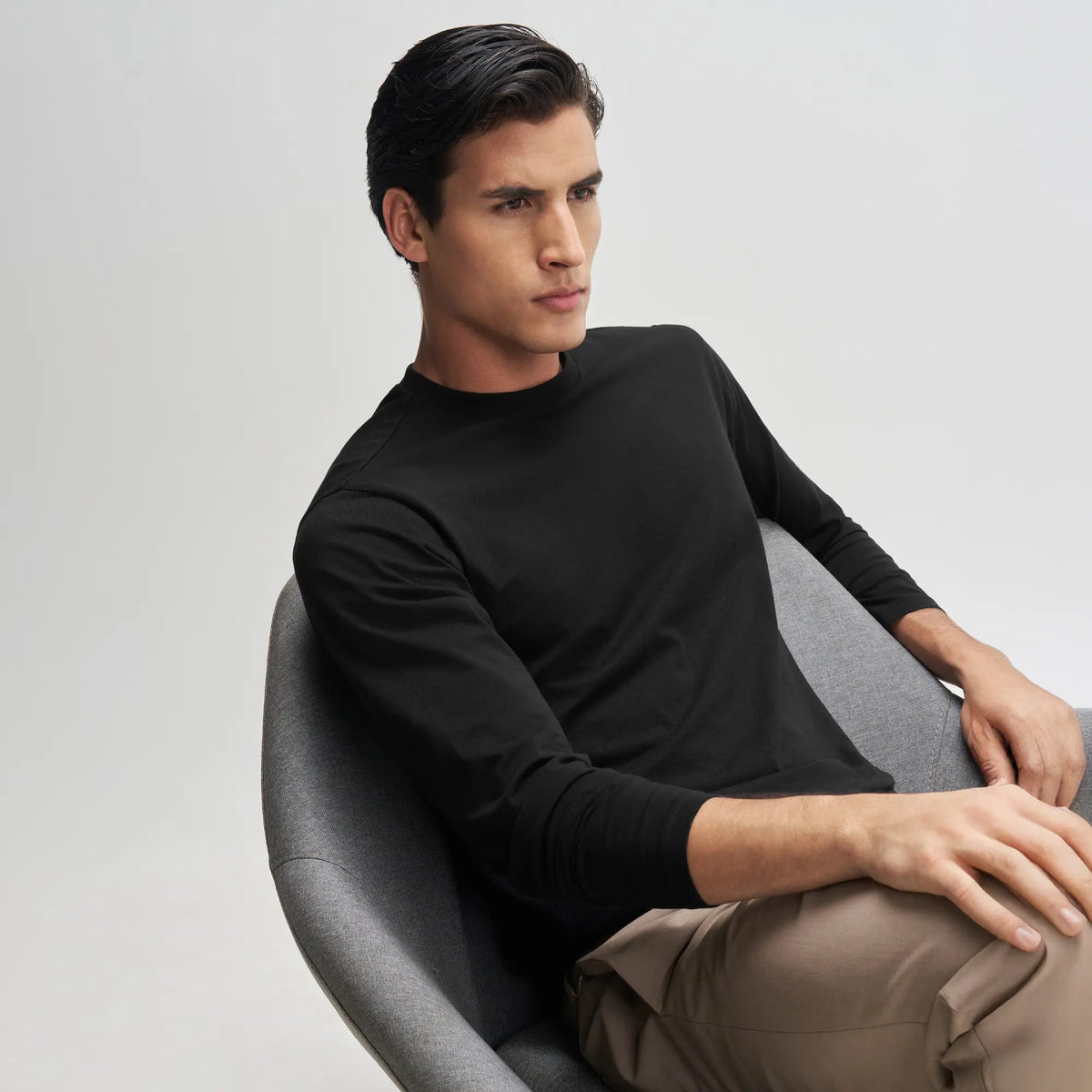 Full Sleeve Crew Neck T-Shirt - Pitch Black