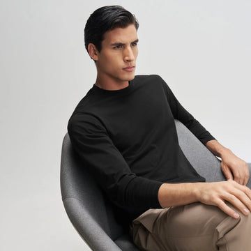 Full Sleeve Crew Neck T-Shirt - Pitch Black