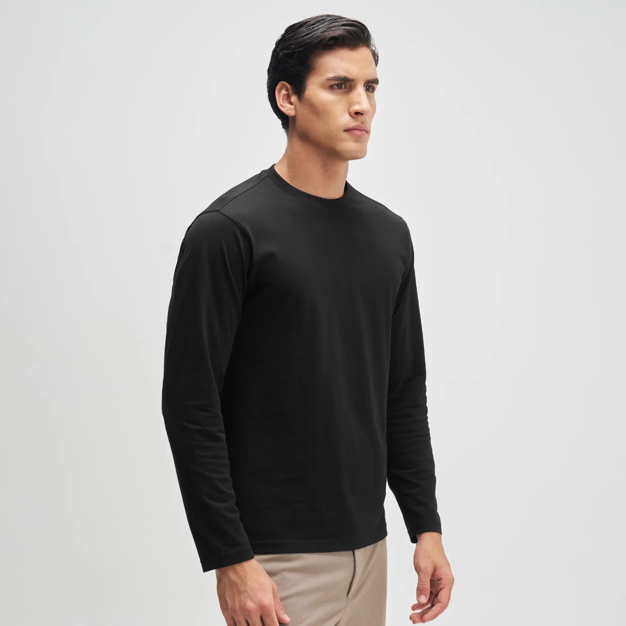 Full Sleeve Crew Neck T-Shirt - Pitch Black