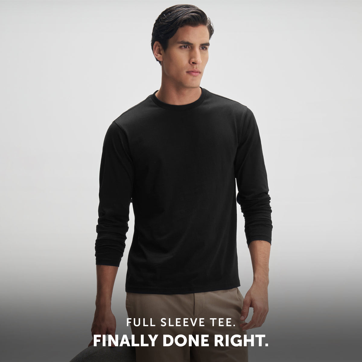 Full Sleeve Crew Neck T-Shirt - Pitch Black
