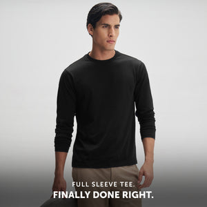 Full Sleeve Crew Neck T-Shirt - Pitch Black