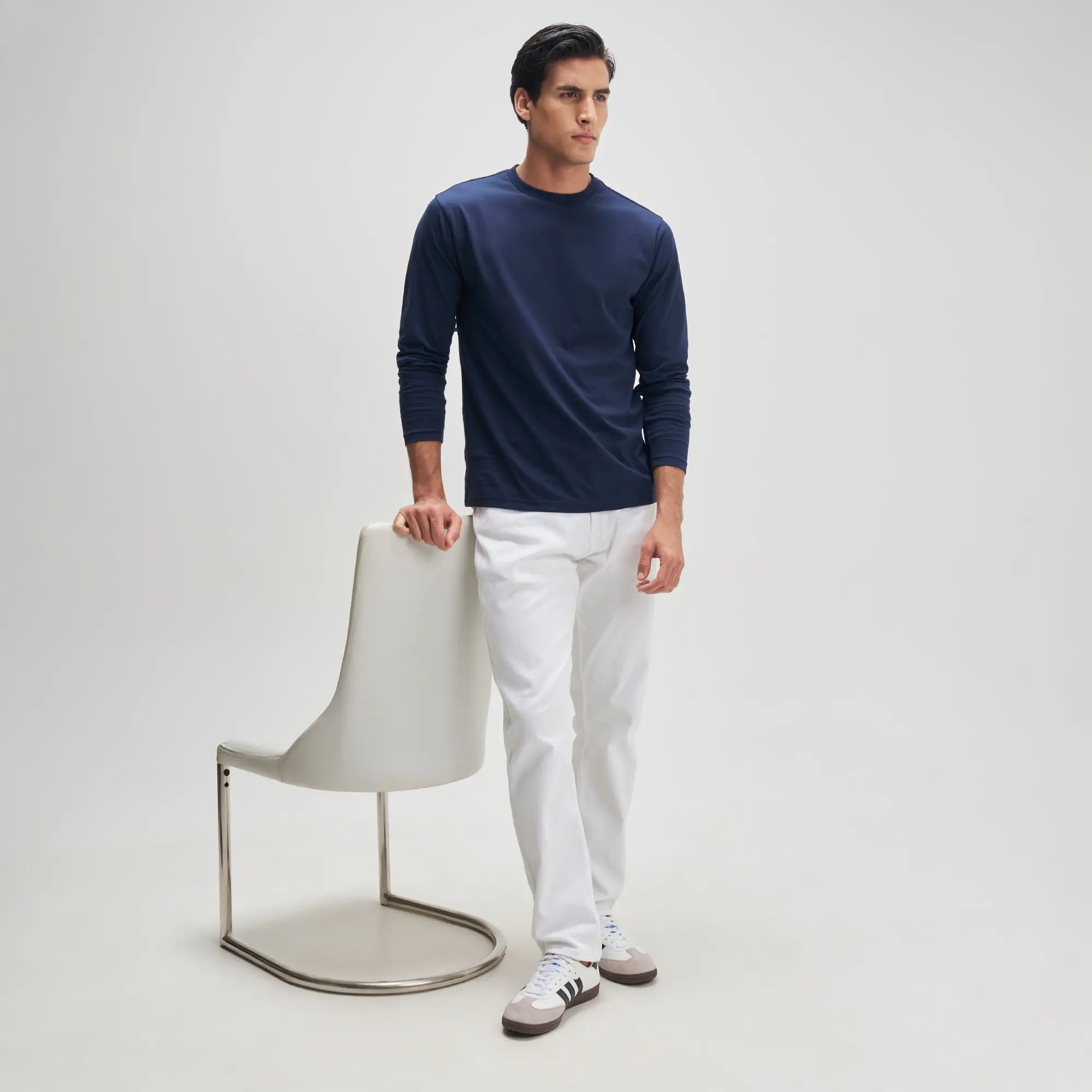 Full Sleeve Crew Neck T-Shirt - Midnight Blue