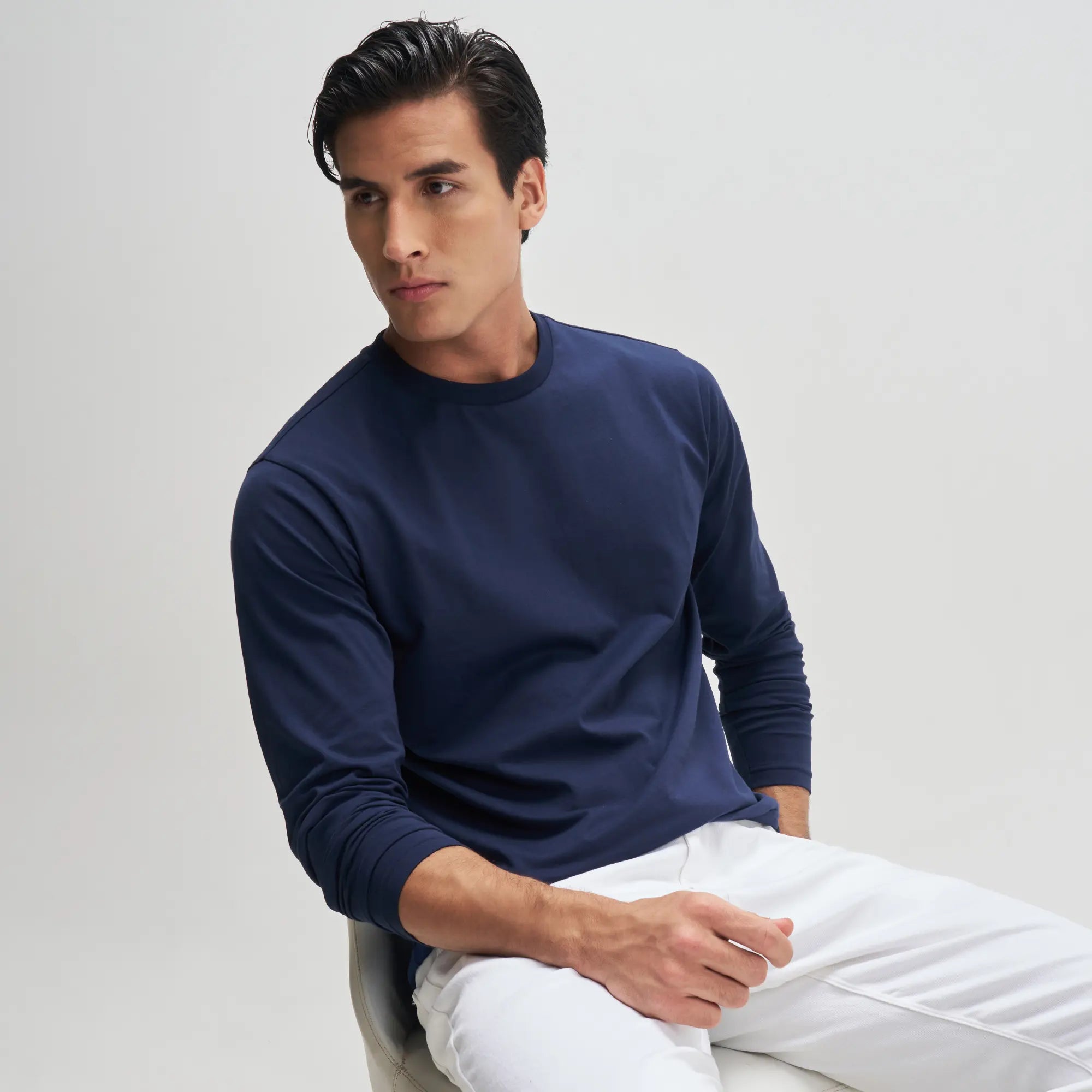 Full Sleeve Crew Neck T-Shirt - Midnight Blue