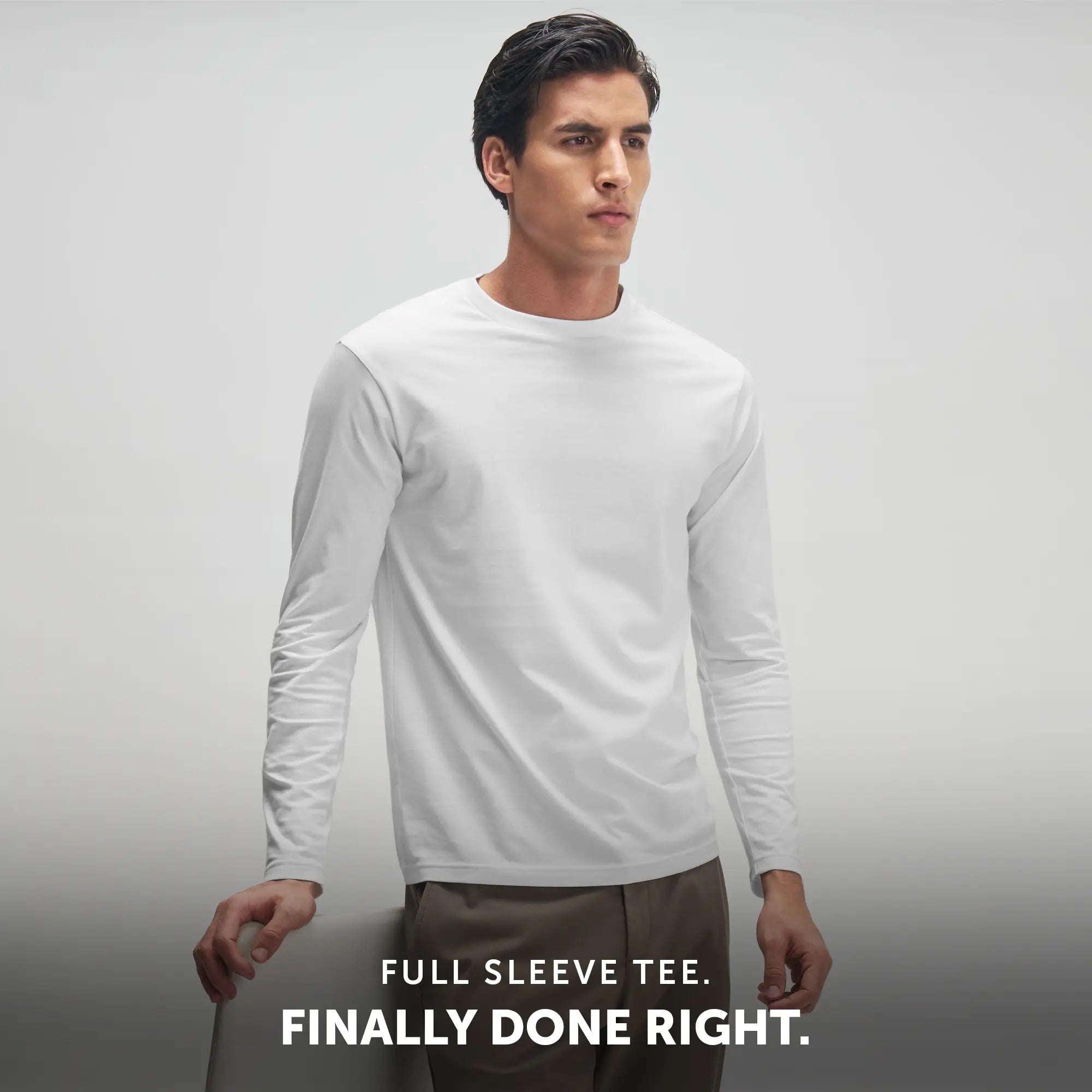 Full Sleeve Crew Neck T-Shirt - Polar White