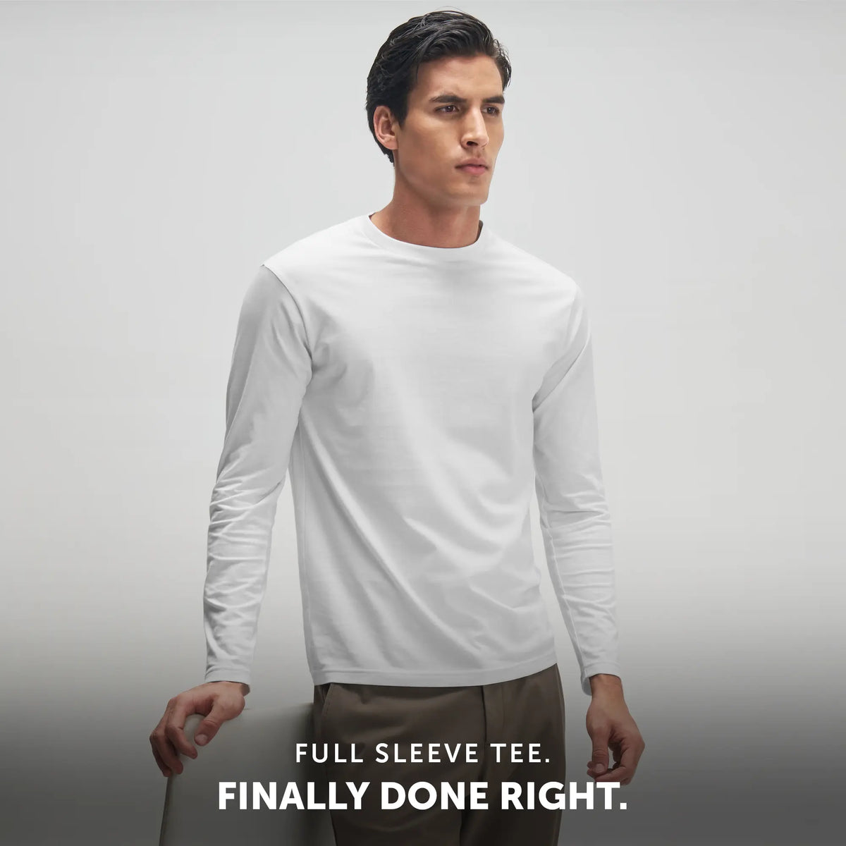 Full Sleeve Crew Neck T-Shirt - Polar White