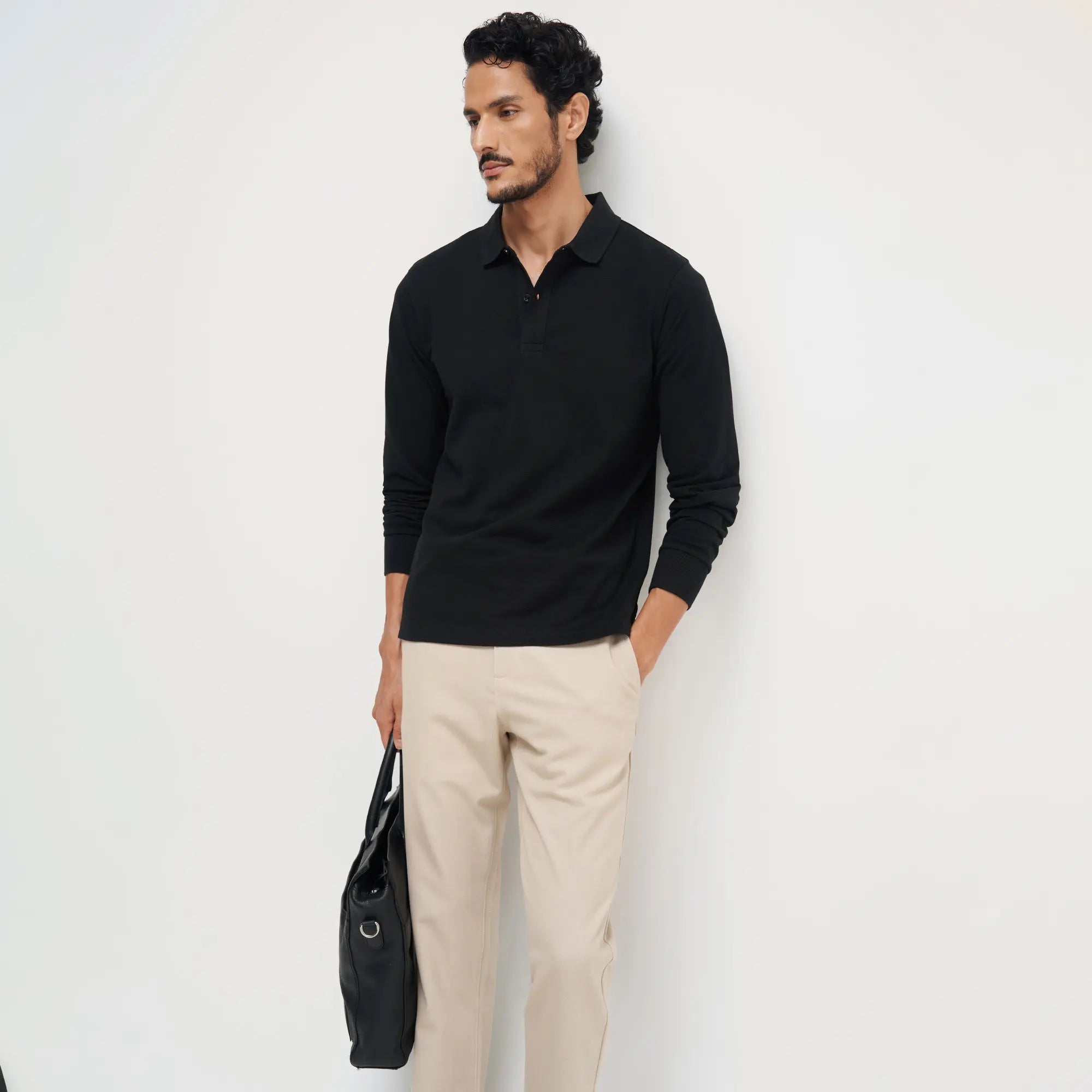 Full Sleeve Polo - Pitch Black