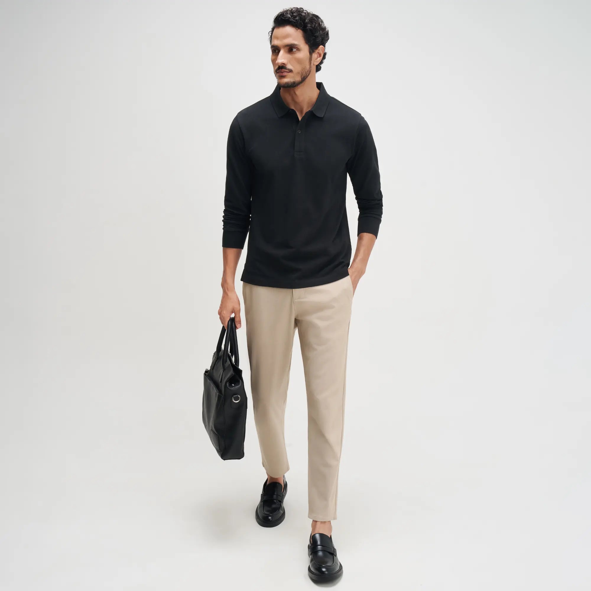 Full Sleeve Polo - Pitch Black