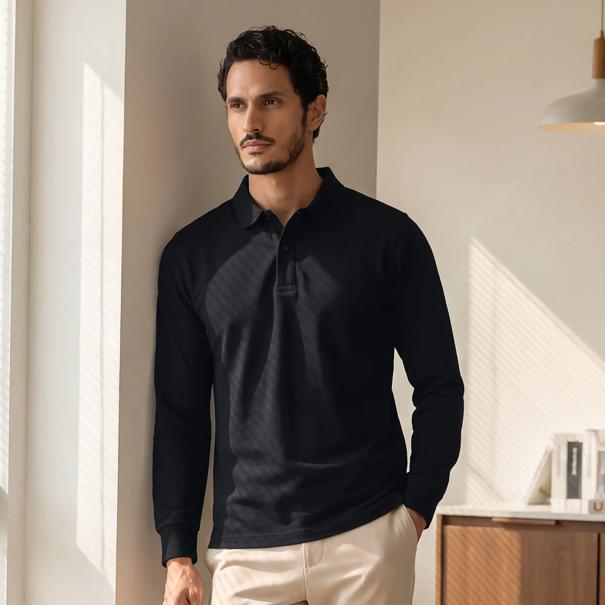 Full Sleeve Polo - Pitch Black