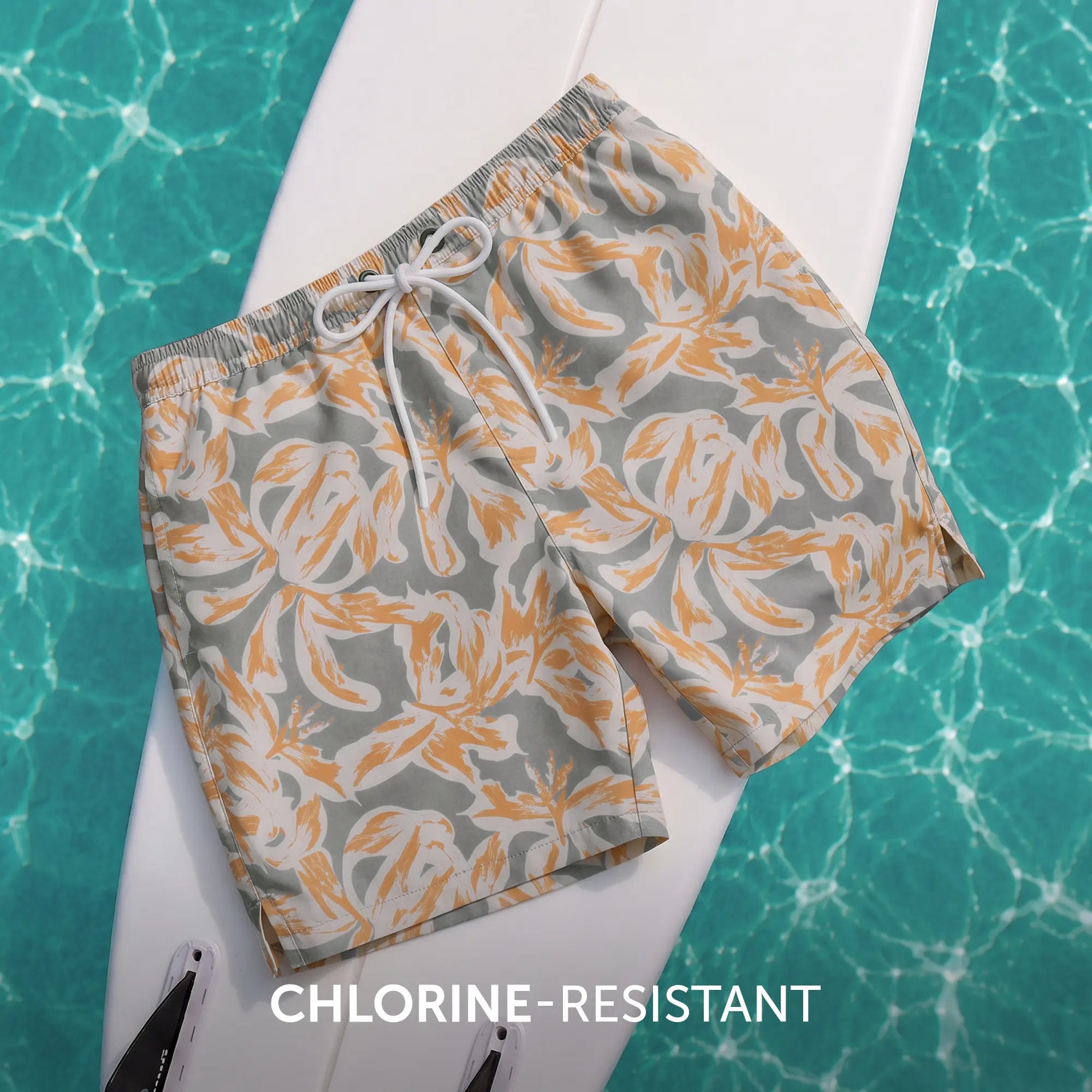 Printed Swim Shorts - Chrome Grey