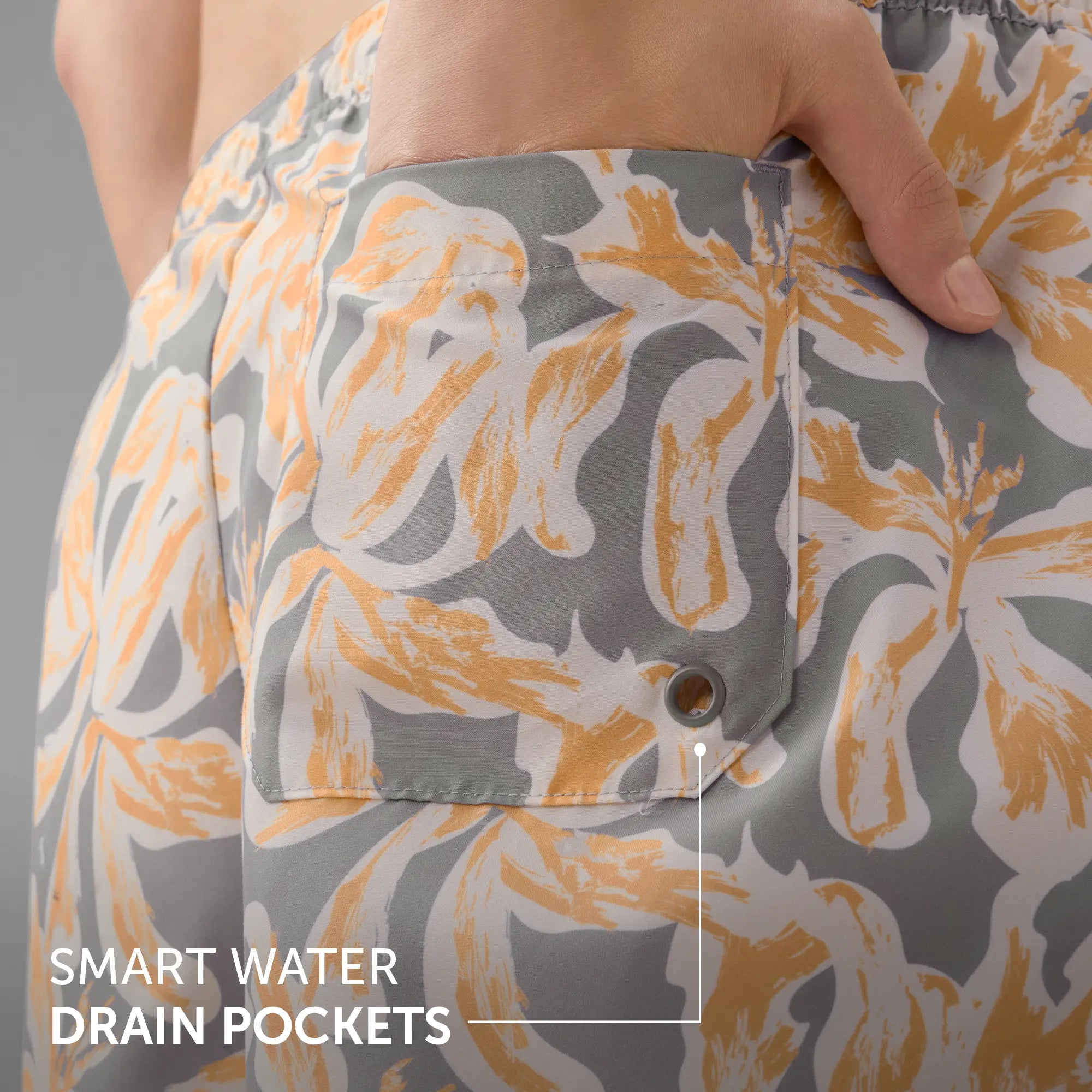 Printed Swim Shorts - Chrome Grey