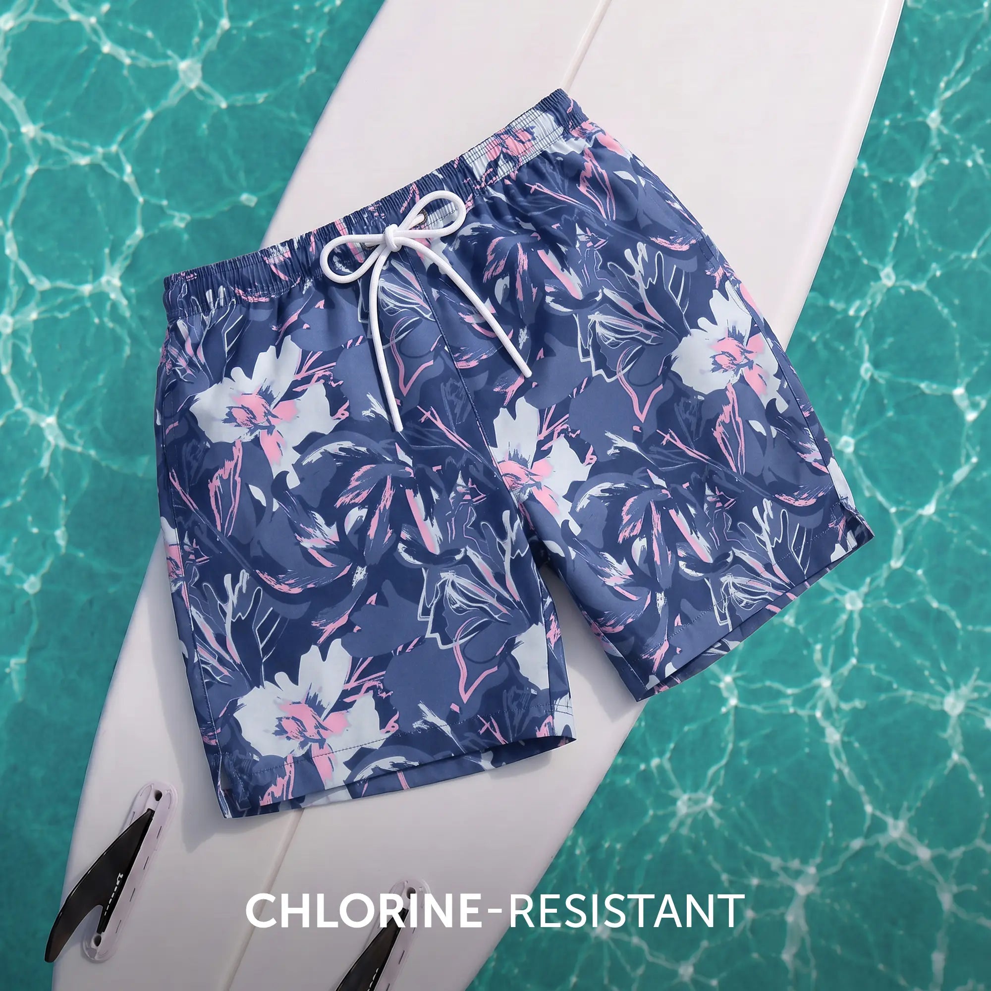 Printed Swim Shorts - Indigo Blue