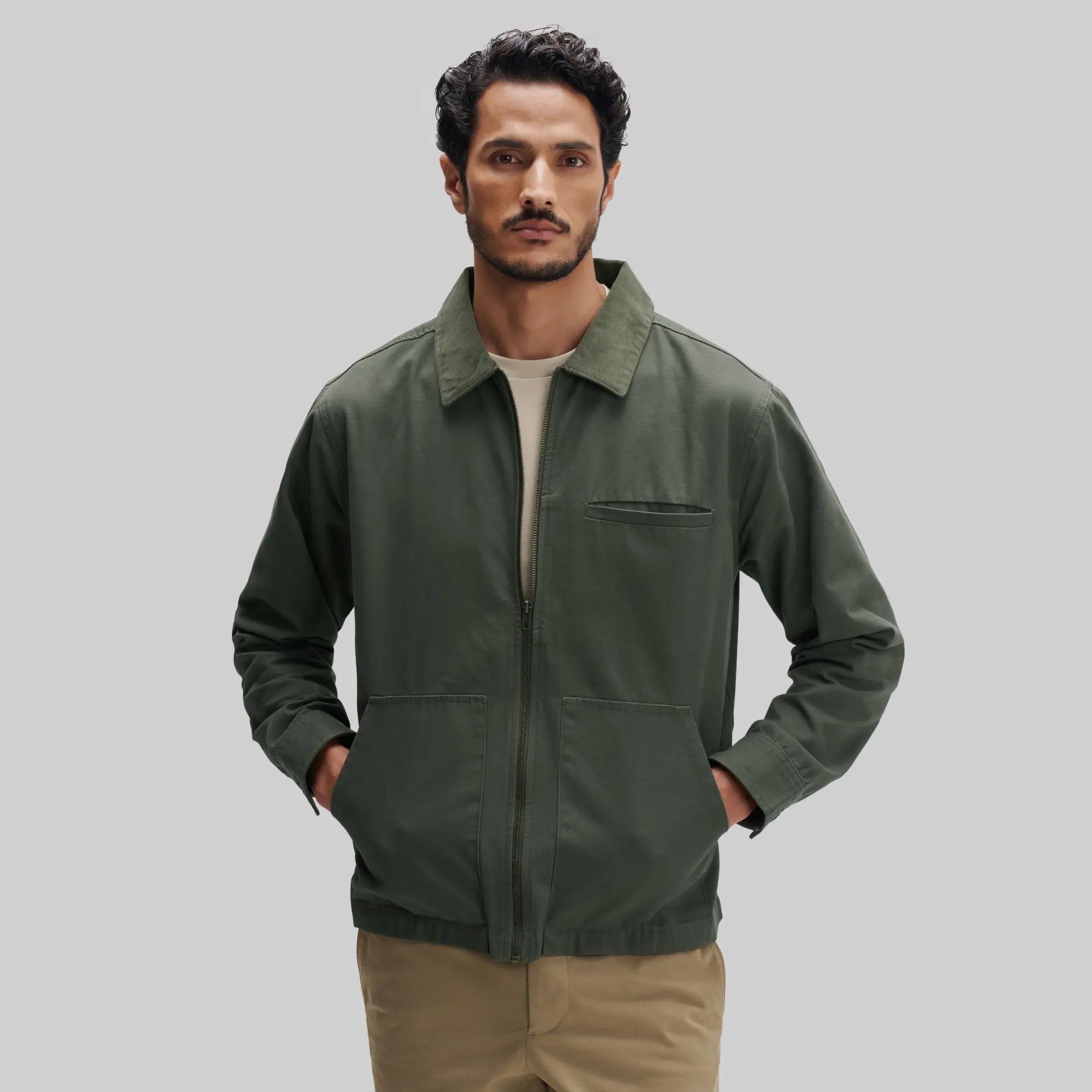 Cotton Canvas Jacket - Dusty Olive