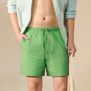 Seersucker Swim Shorts - Grass Green