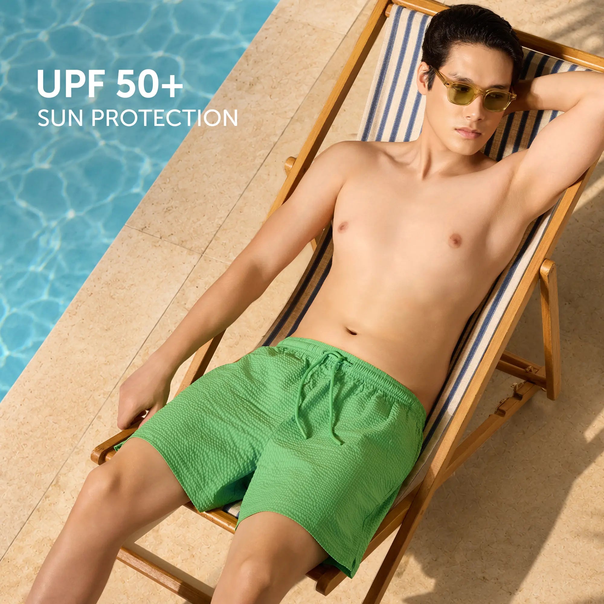 Seersucker Swim Shorts - Grass Green