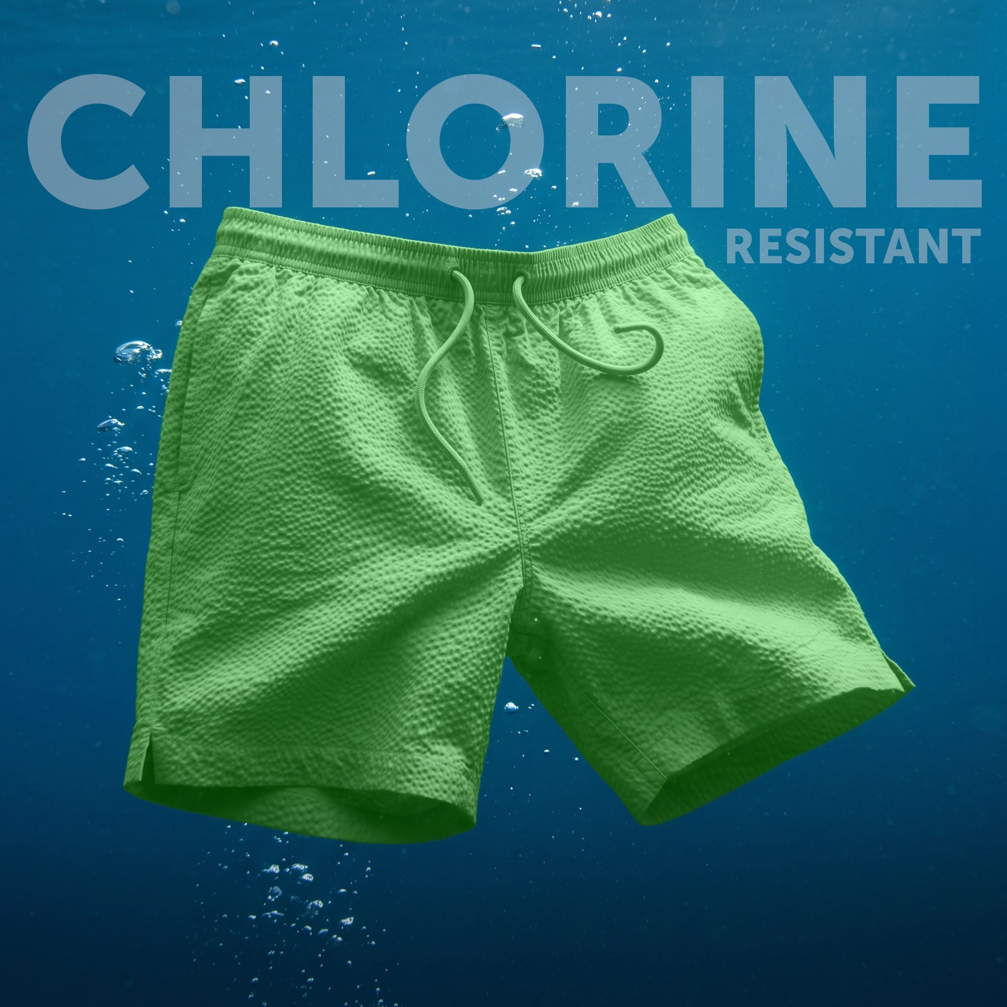Seersucker Swim Shorts - Grass Green