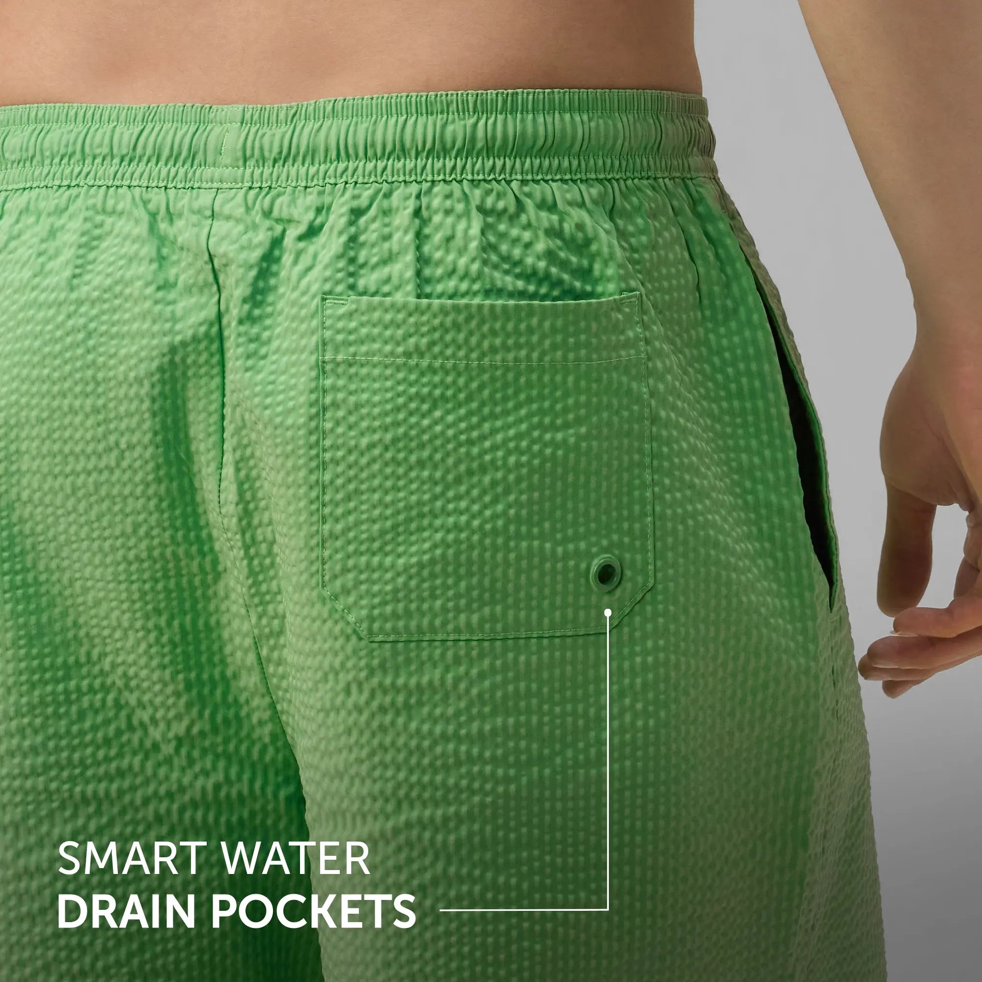 Seersucker Swim Shorts - Grass Green