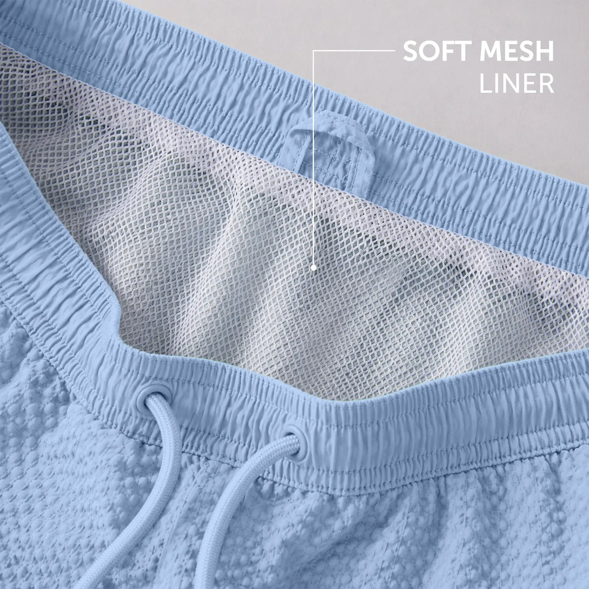 Seersucker Swim Shorts - Powder Blue