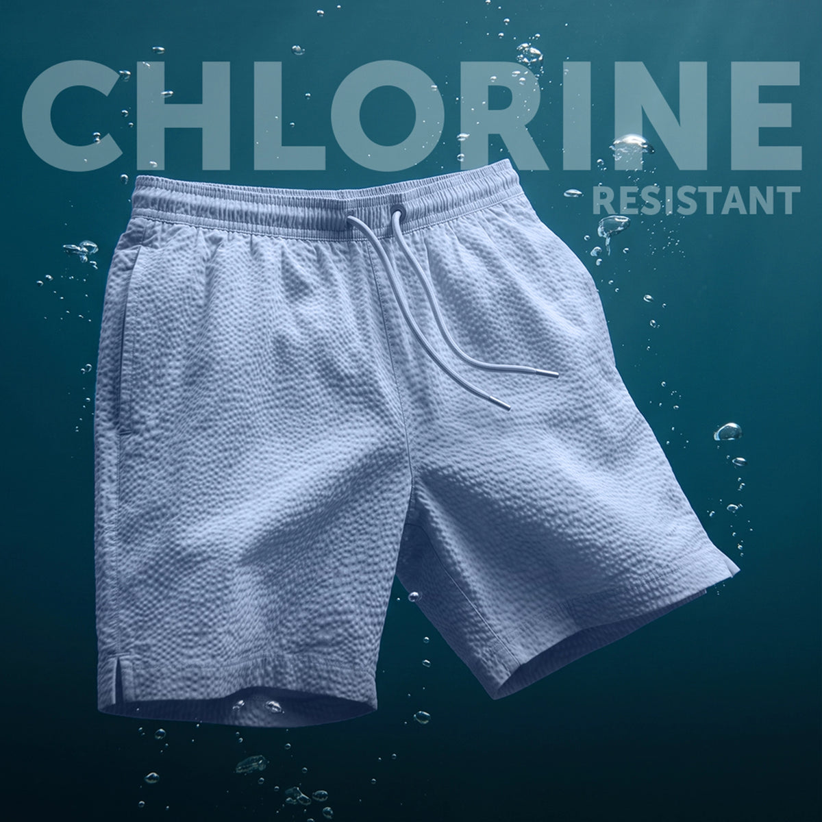 Seersucker Swim Shorts - Powder Blue