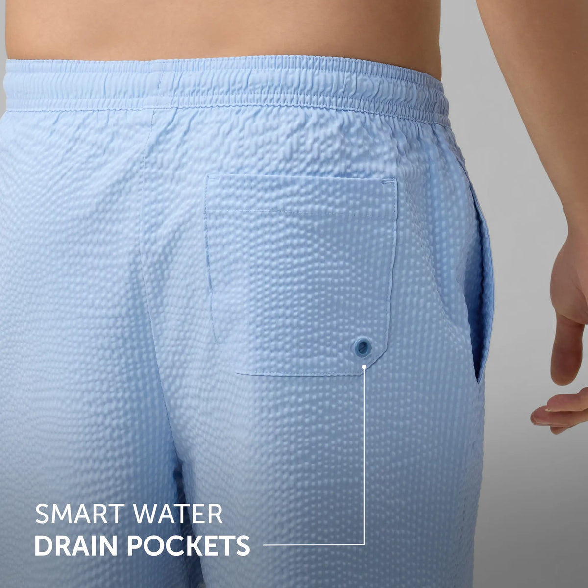 Seersucker Swim Shorts - Powder Blue