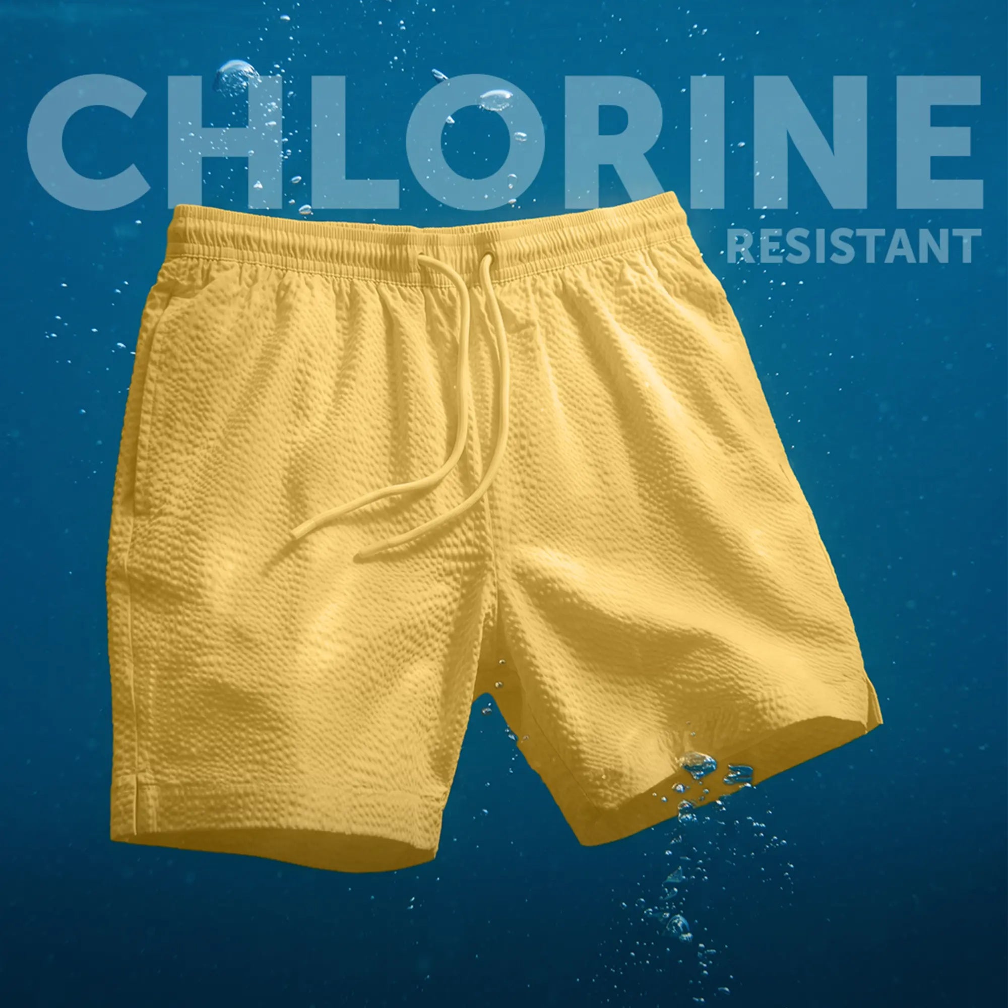 Seersucker Swim Shorts - Mustard Yellow