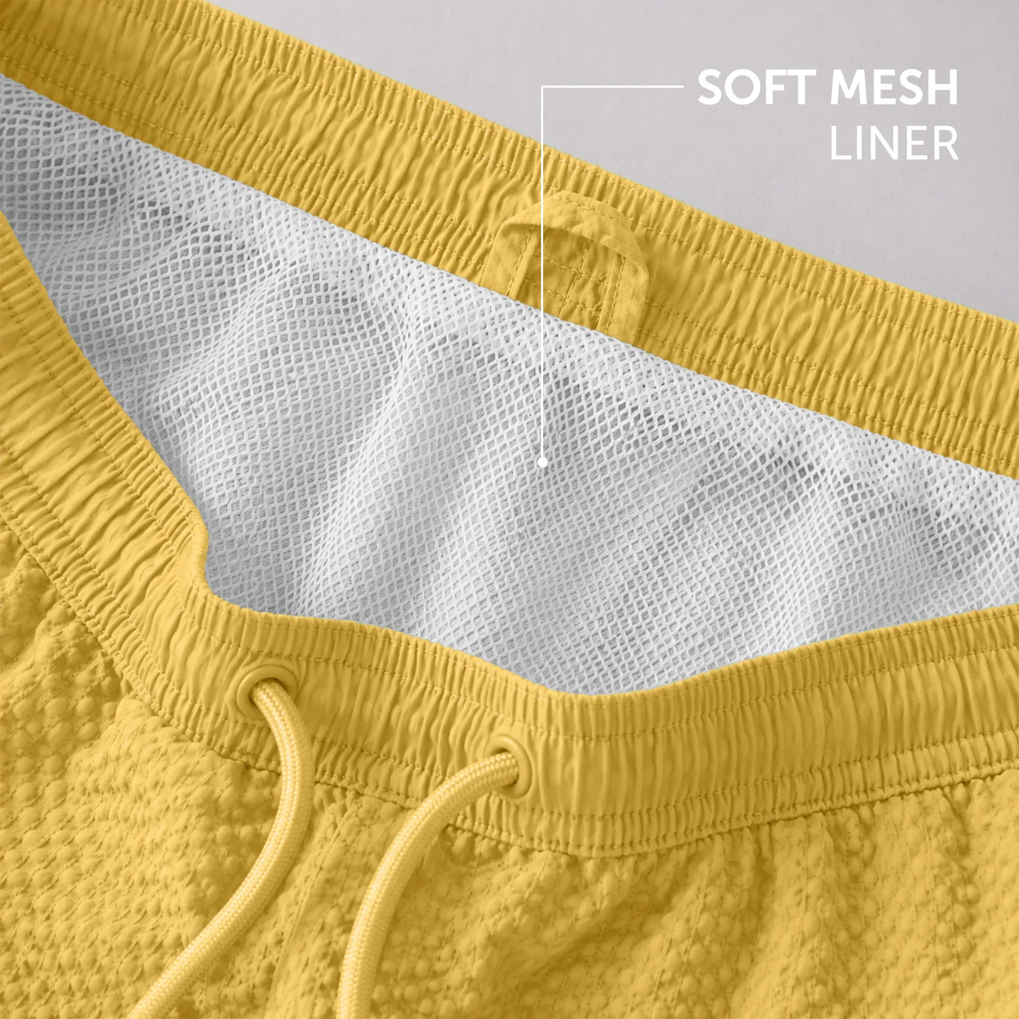 Seersucker Swim Shorts - Mustard Yellow