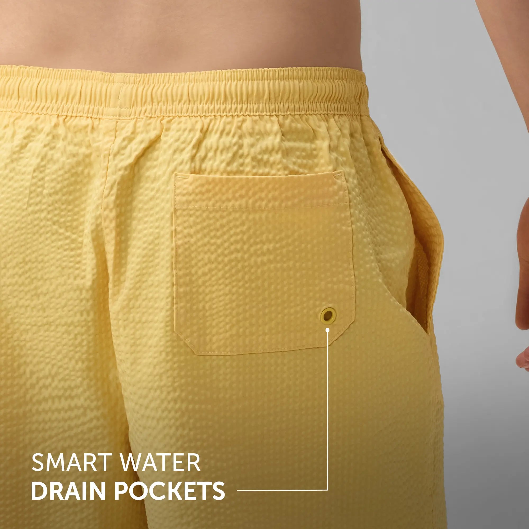 Seersucker Swim Shorts - Mustard Yellow