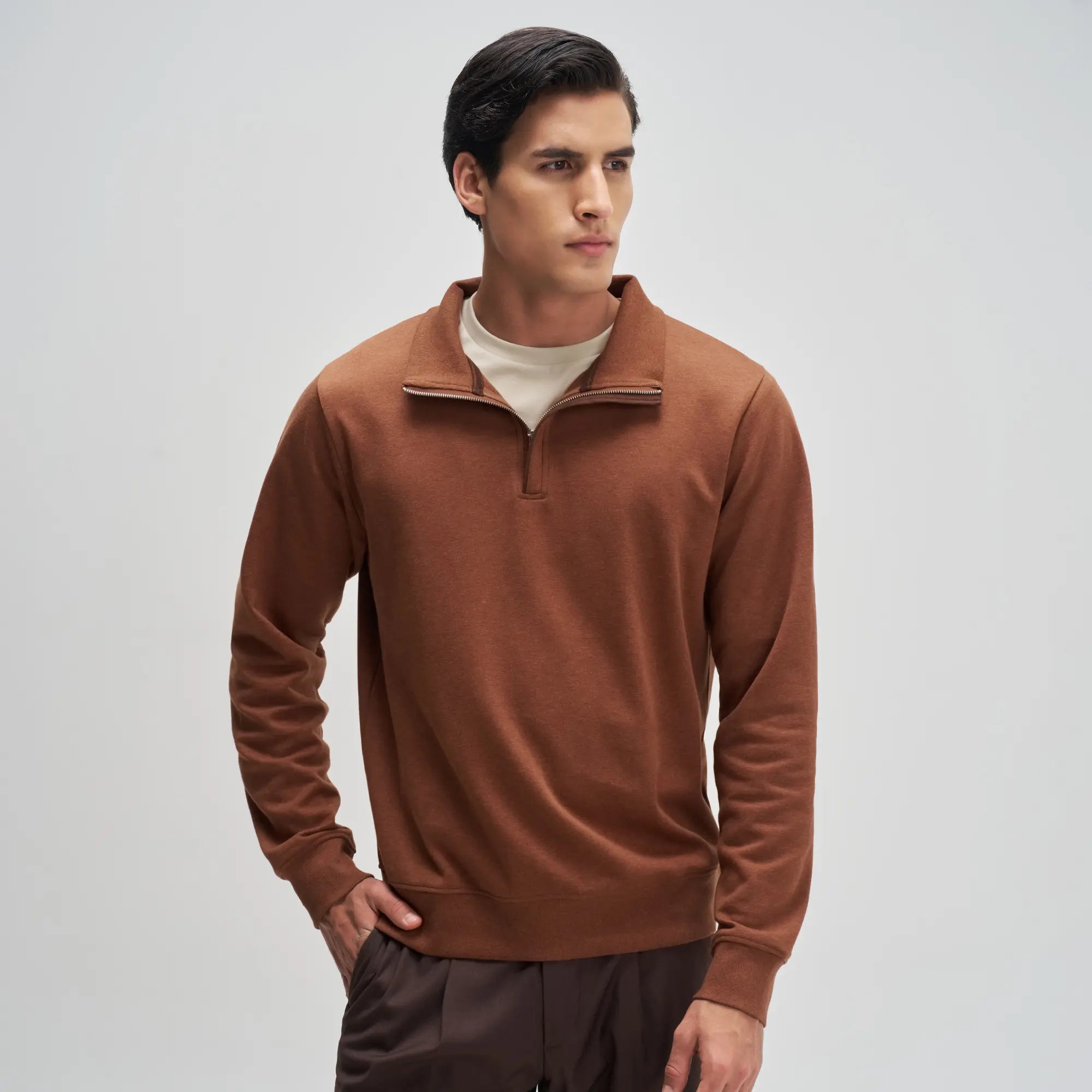 Half-Zip Pullover - Caramel Brown