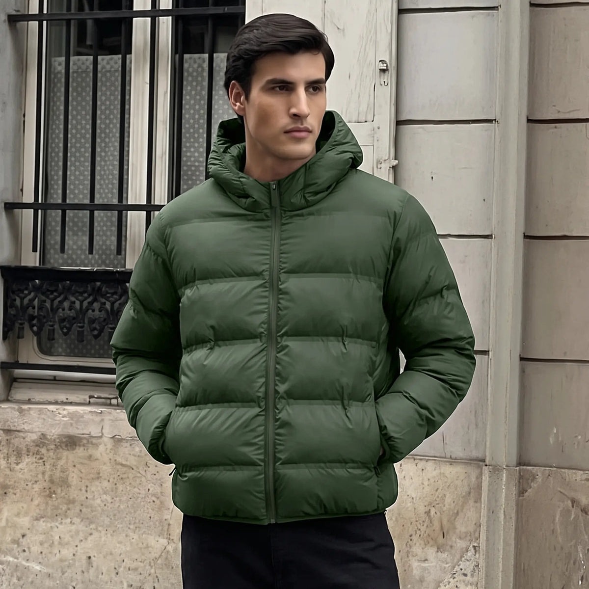 Ultra-Warm Puffer Jacket- Army Green