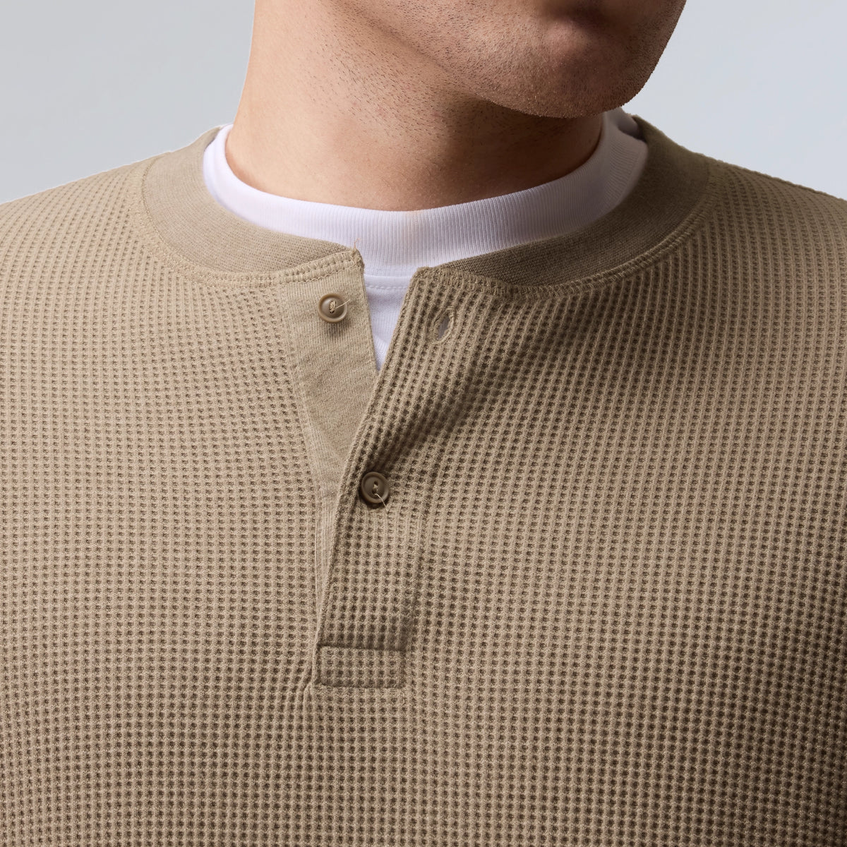 Full Sleeve Henley T-shirt - Biscuit Brown