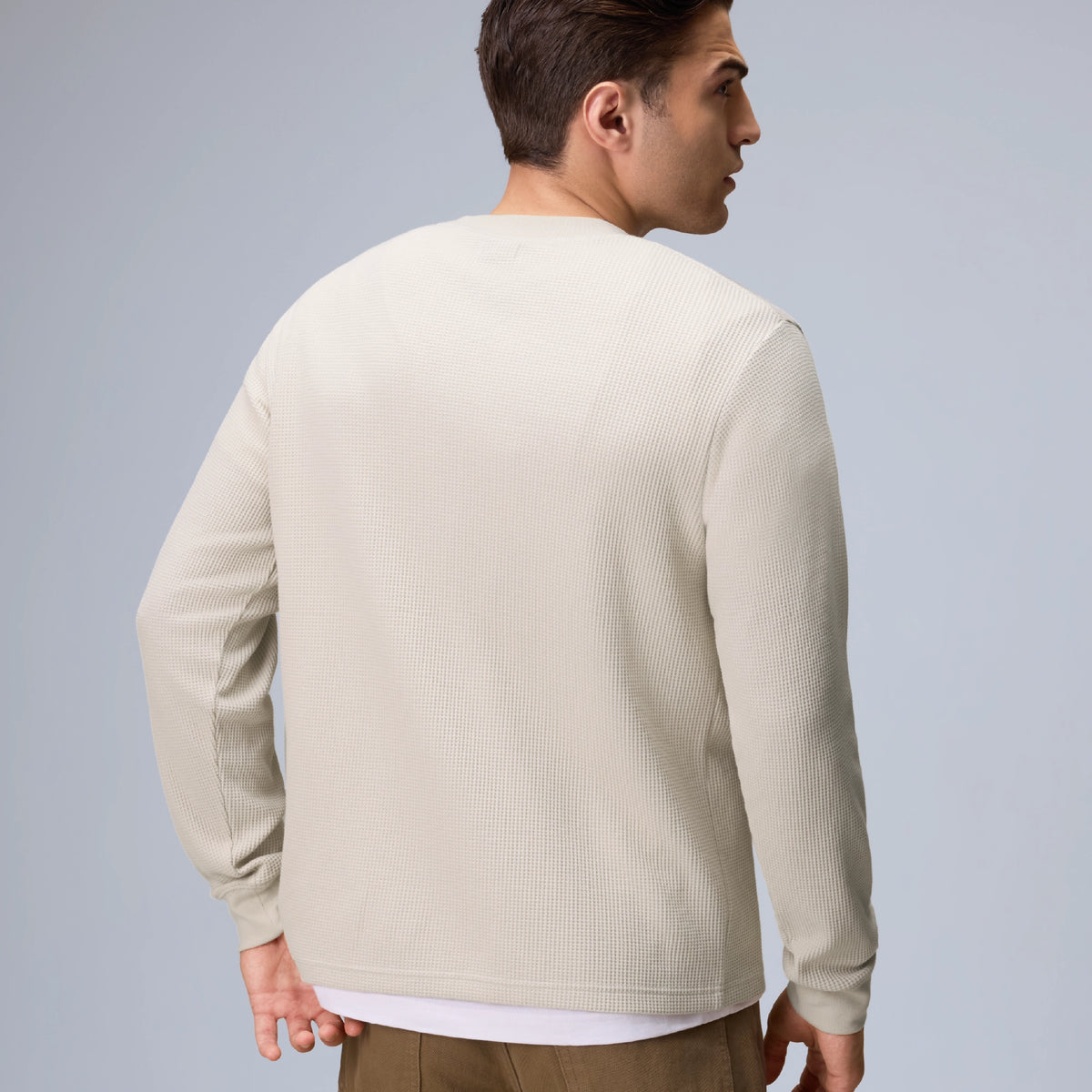 Full Sleeve Henley T-shirt - Almond White