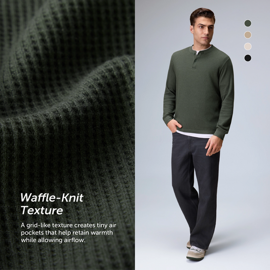 Full Sleeve Henley T-shirt - Moss Green