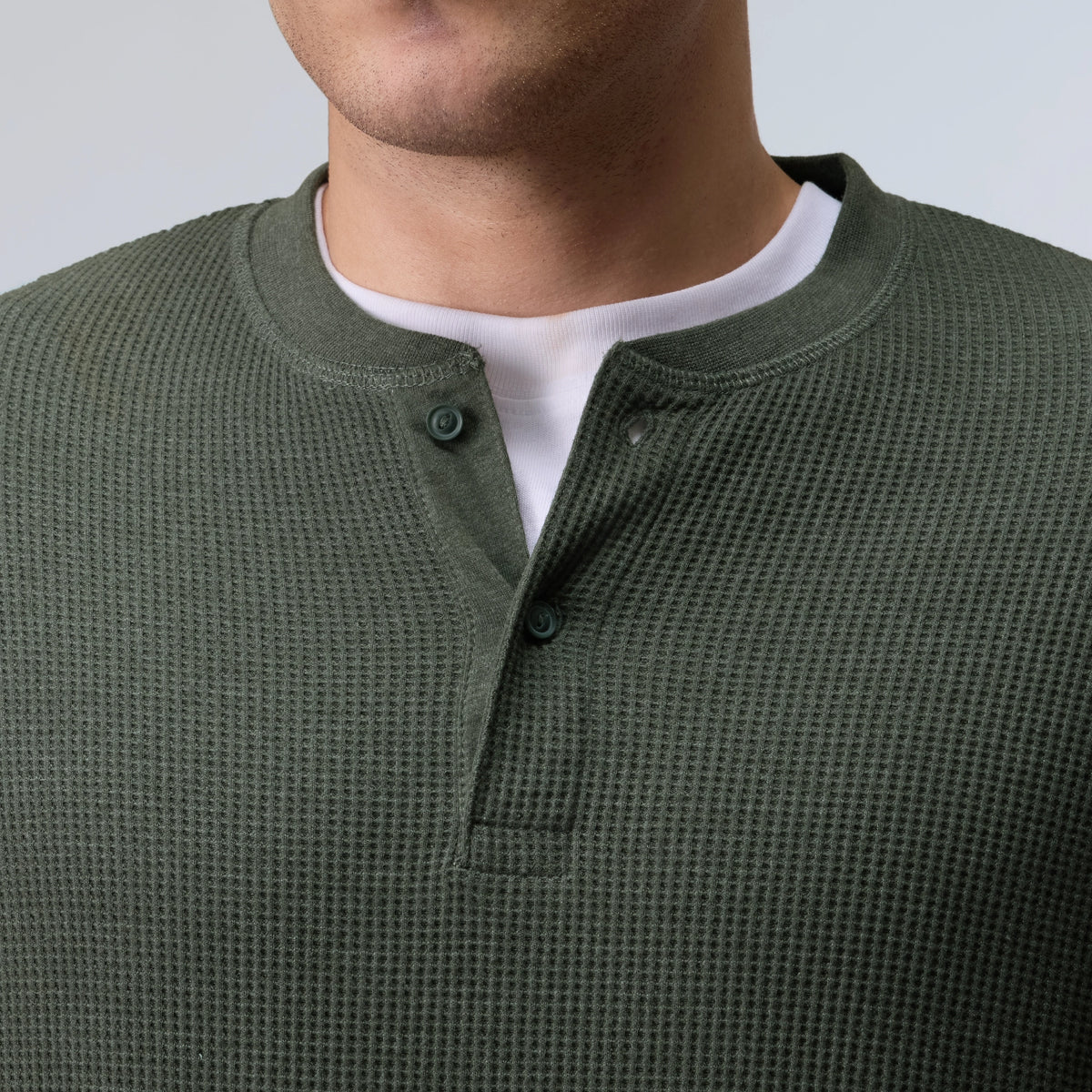Full Sleeve Henley T-shirt - Moss Green