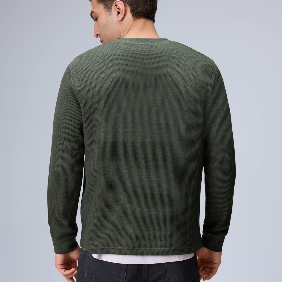 Full Sleeve Henley T-shirt - Moss Green