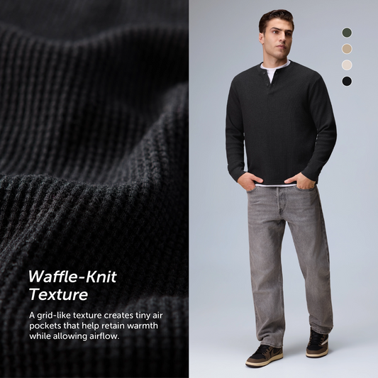 Full Sleeve Henley T-shirt - Pitch Black
