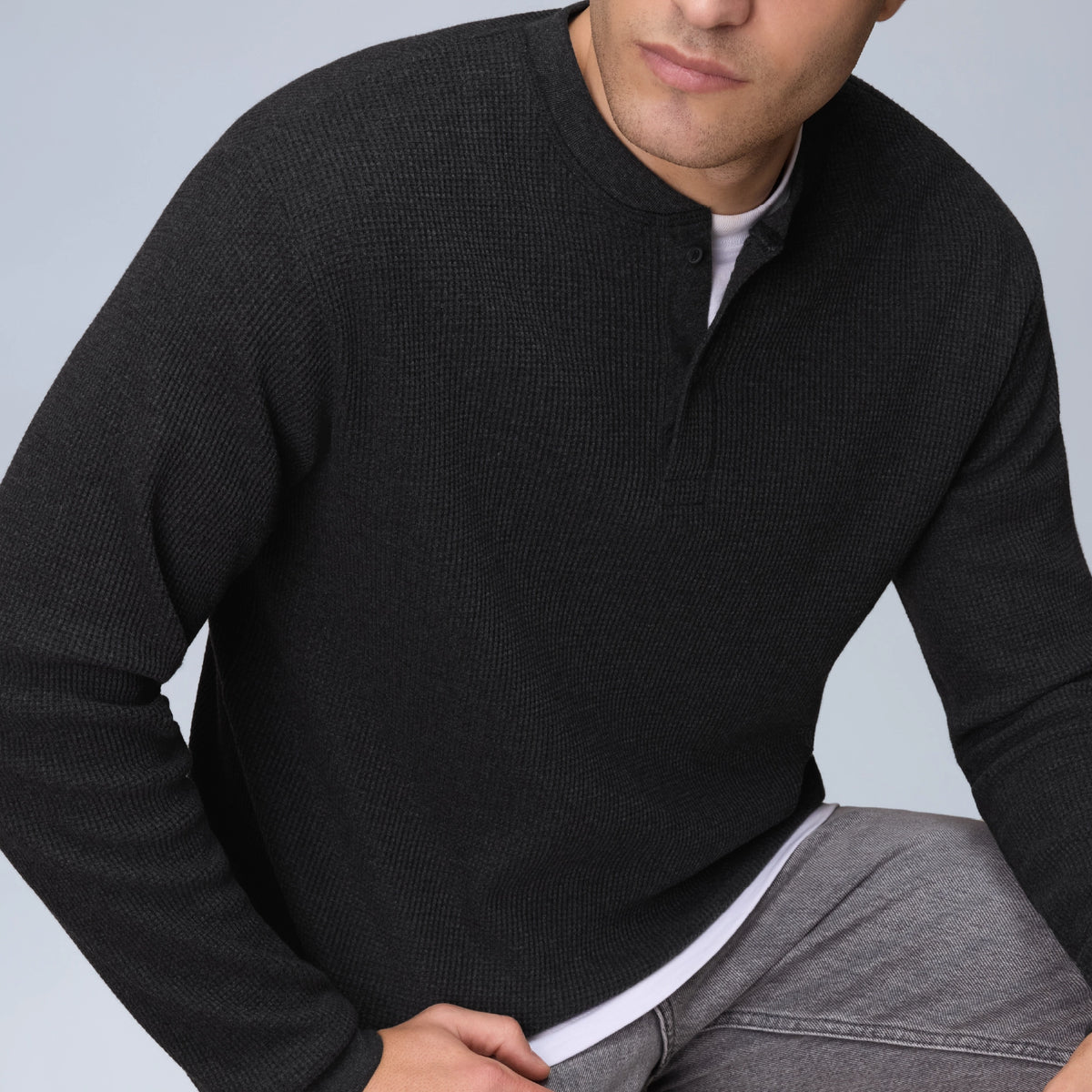 Full Sleeve Henley T-shirt - Pitch Black