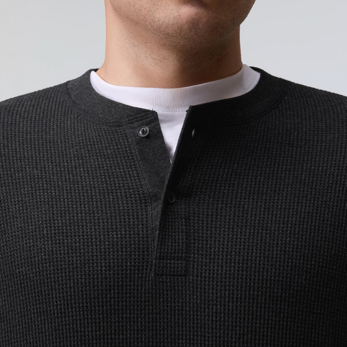 Full Sleeve Henley T-shirt - Pitch Black