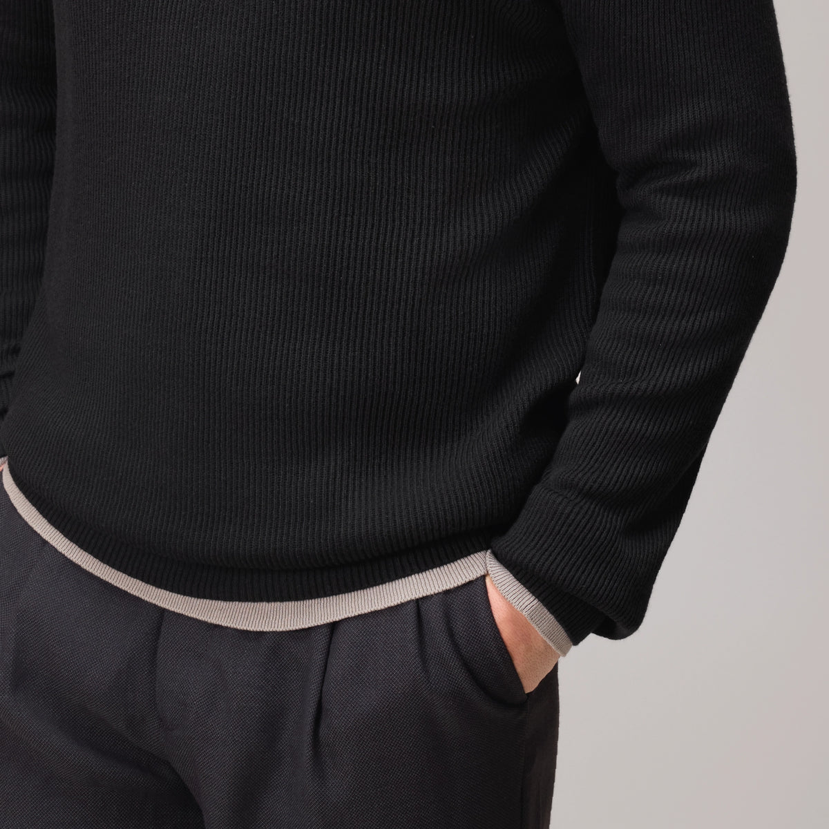Half-Zip Knit Sweater - Pitch Black
