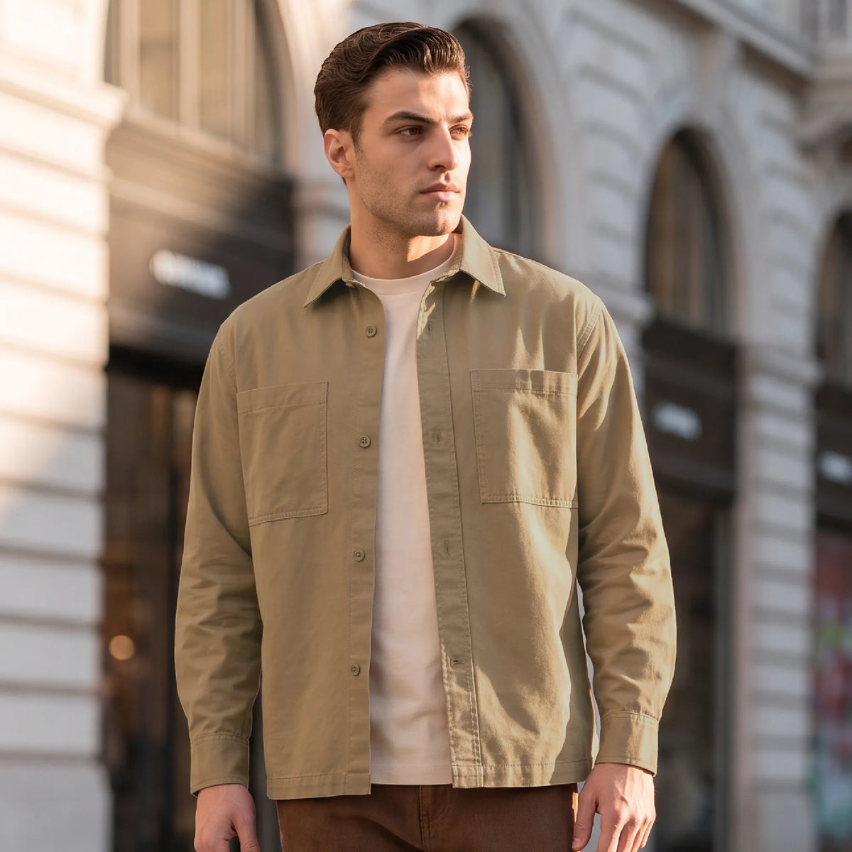 Cotton Overshirt - Camel Brown