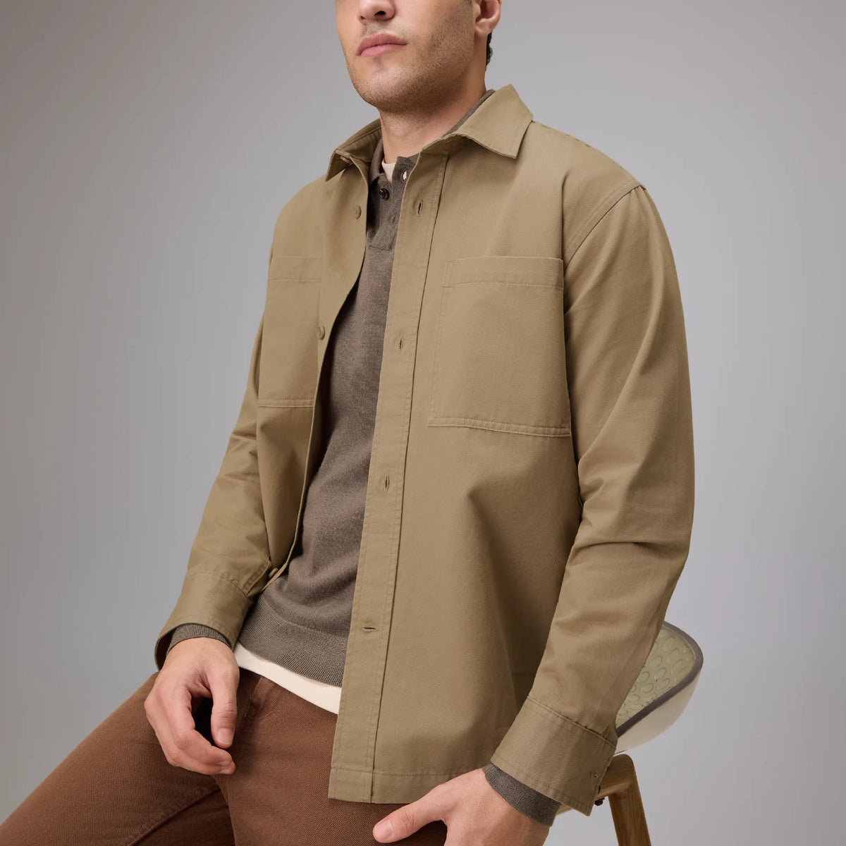 Cotton Overshirt - Camel Brown