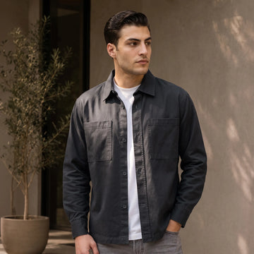 Cotton Overshirt - Charcoal Black