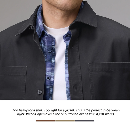 Cotton Overshirt - Charcoal Black