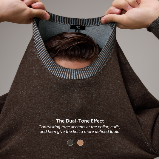 Round Neck Knit Sweater - Espresso Brown