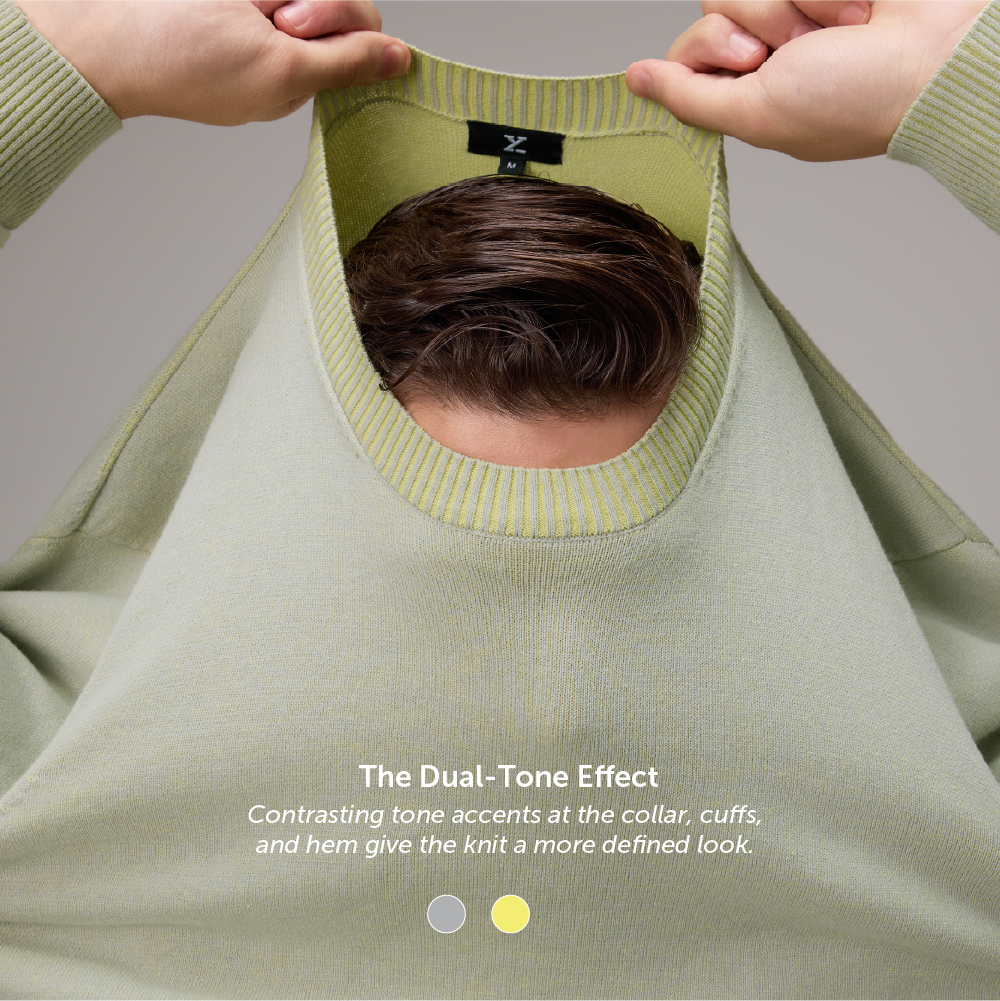 Round Neck Knit Sweater - Misty Mint Green
