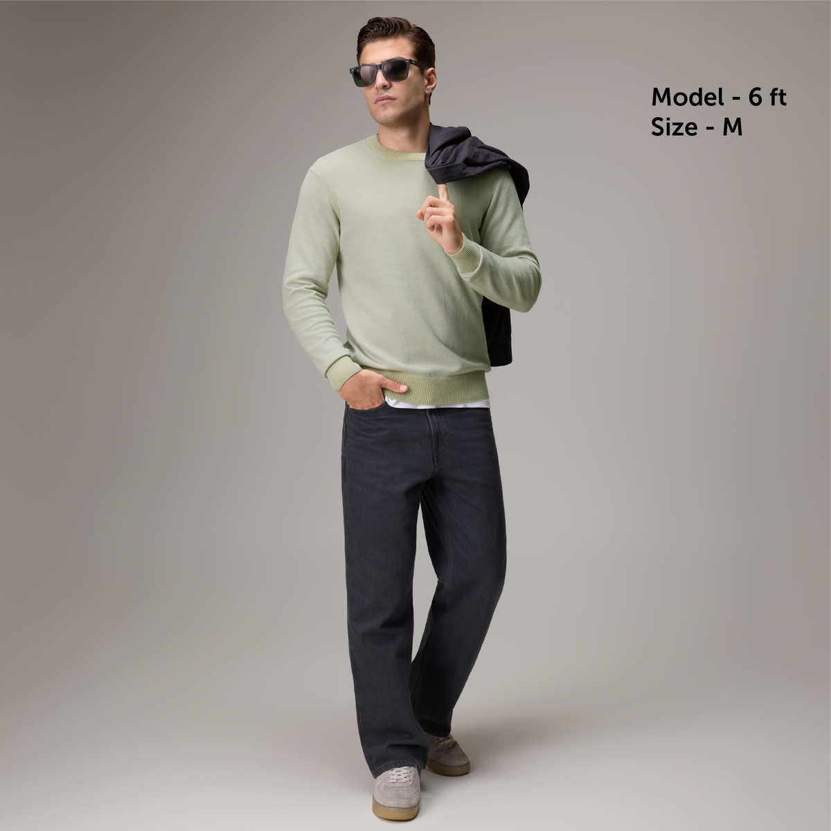 Round Neck Knit Sweater - Misty Mint Green