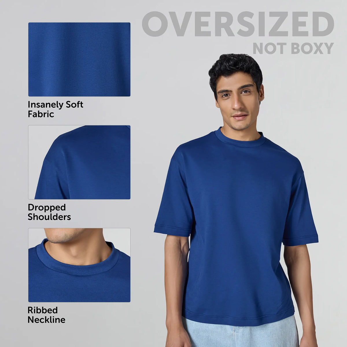 Drift Cotton Oversized T-shirts Midnight Blue