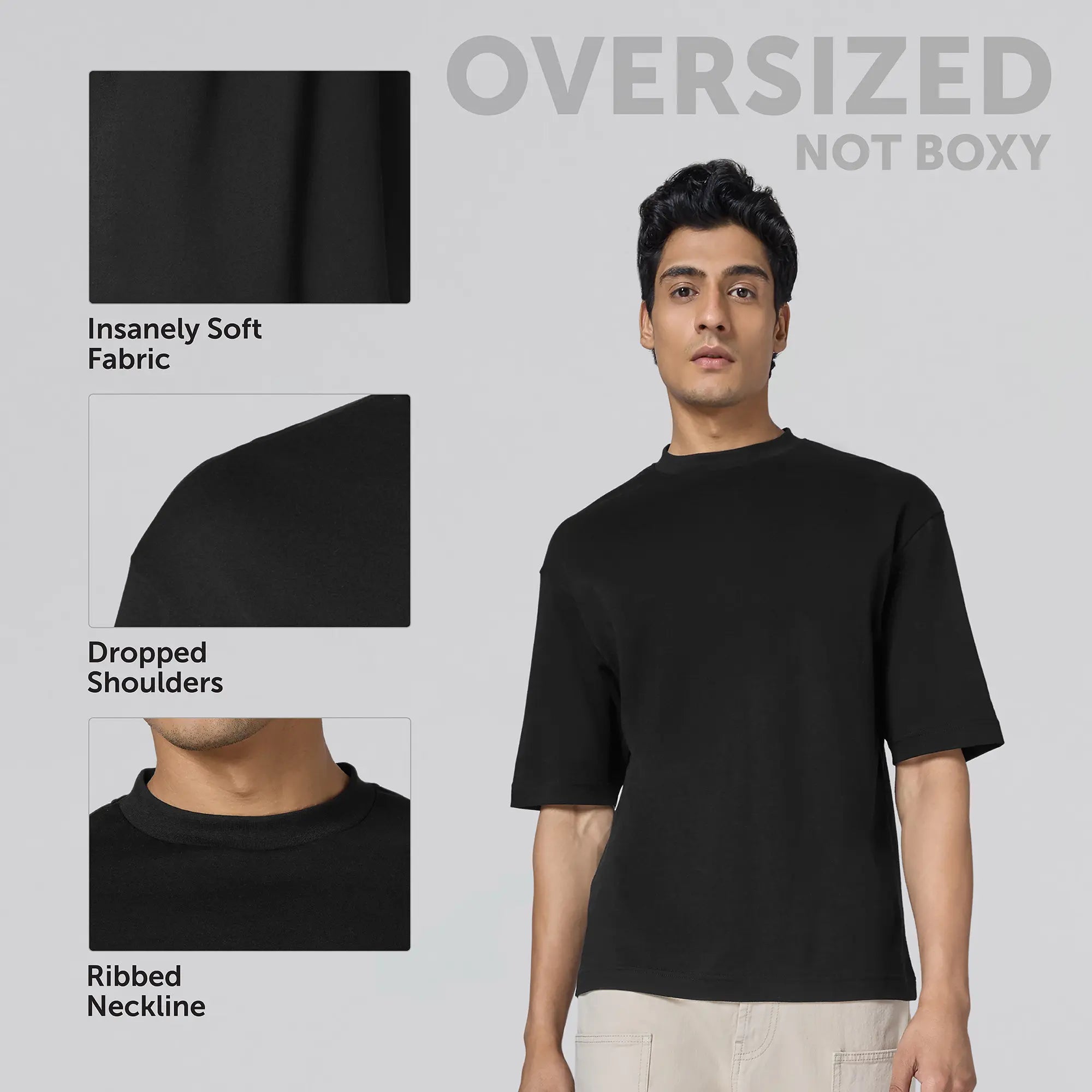 Drift Cotton Oversized T-shirts Pitch Black